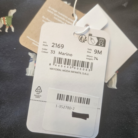 NWT MAYORAL Long Sleeve Printed Polo - Navy - Dogs - Picture 2 of 6